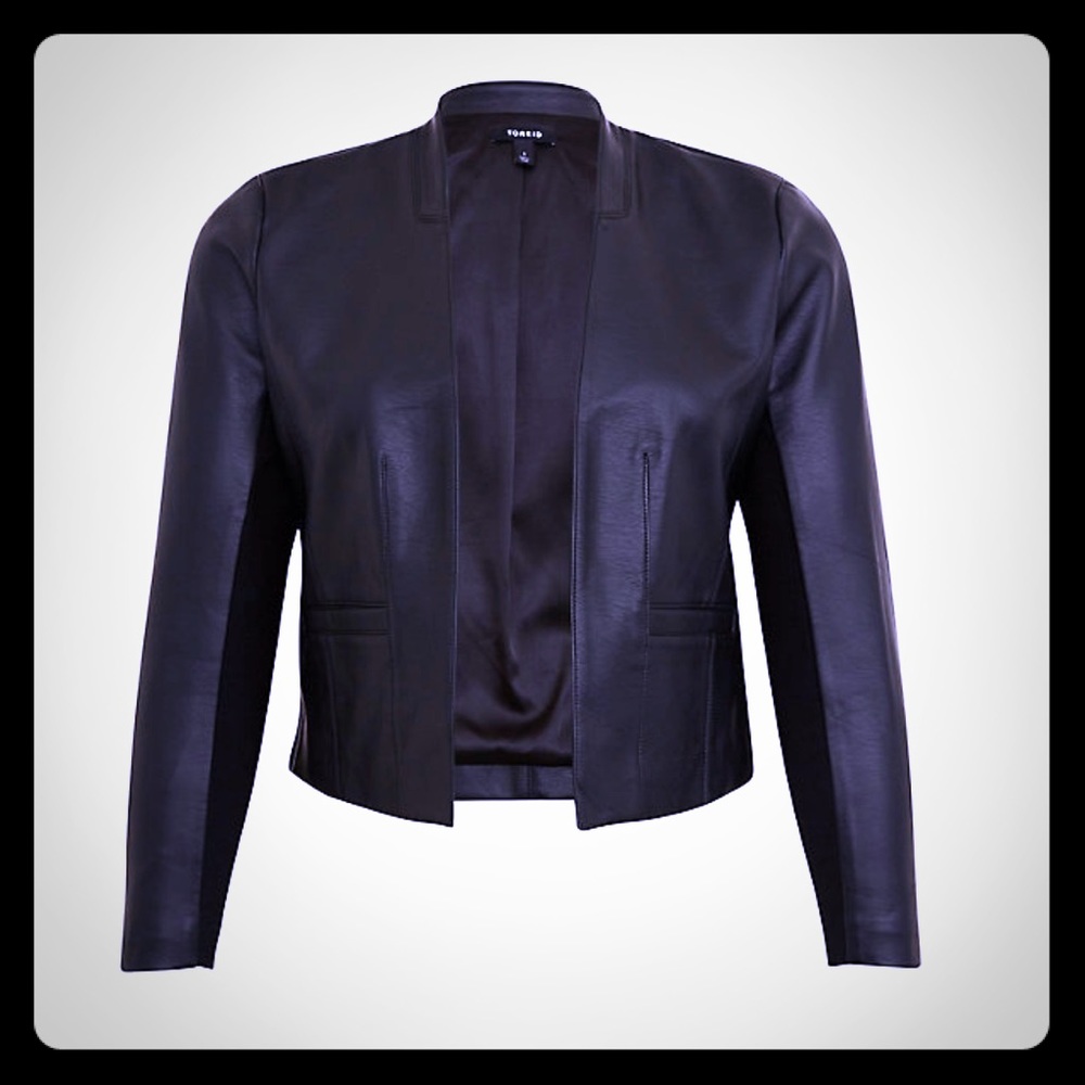 Black Faux Leather Cropped Blazer by Torrid NWT